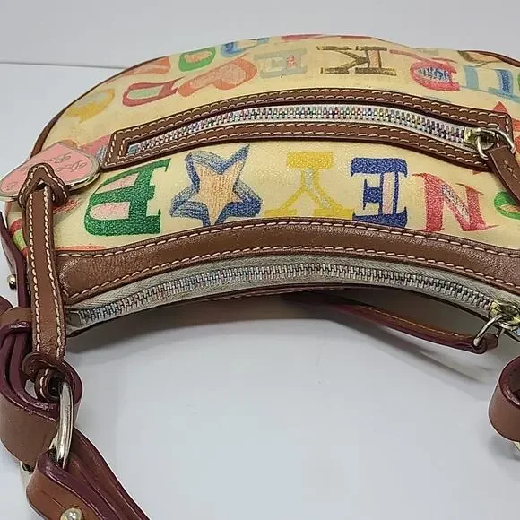 VTG Dooney & Bourke Logo Graffiti Pochette rainbow purse handbag 10" X 7" - Picture 5 of 10